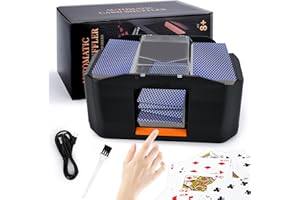 KIMIGO Barajador de Cartas Automático para 1-2 Barajas,Mezclador de Cartas Recargable con Batería de 2000 mAh,Ultra Silenciosa,Barajador de Cartas Eléctrico para Jugar al Póquer,Texas Hold Em