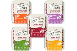 POPPY'S PICNIC Poppy’s Picnic - RAW POWER Variety Pack – 8 Pack Raw Frozen Dog Food – High Protein Fresh Food – Frozen Dog food – Beef, Chicken, Lamb, Turkey, Venison & Duck – 8 x 450g