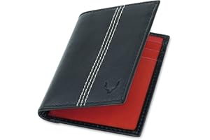 Pelle Toro Miniskładany skórzany portfel na karty kredytowe dla mężczyzn, cienki portfel blokujący RFID bezdotykowy ochraniacz na karty, ręcznie wykonany minimalistyczny wąski męski portfel na karty w męskim pudełku prezentowym, Węgiel drzewny / ognista czerwień, Jeden rozmiar, Minimalistyczny