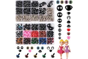 Weysoo Sicherheitsaugen für Häkeltiere, 690 Stück Amigurumi Augen und Sicherheitsnasen, Bunt Puppenaugen mit Unterlegscheiben, Knopfaugen zum Annähen - für Puppe,Plüschtier,Teddyaugen (6-22mm)