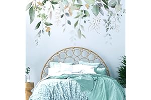 VePret Piante Verdi Foglie Adesivi Da Parete Peel e Stick, Grande Fiore Foglia Vinile Adesivi Da Parete, Rimovibile Vine Home Decor Arte per Camera da letto Soggiorno Aula Ufficio