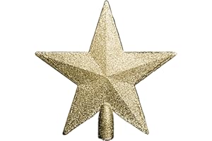 Heitmann Deco Weihnachtsbaum-Spitze aus Kunststoff - moderner Christbaumstern für Baumspitze - Gold mit Glitzer