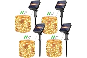 kolpop Guirlande Solaire Exterieur Lot de 4, 10M/32FT 80 LED Guirlande Lumineuse Exterieure Solaire 8 Mode, Étanche Lumiere Solaires Extérieur pour Jardin Mariage Fête Terrasse Noel Arbre