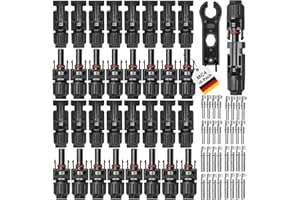 PIMDYGO 16 Paires Connecteur mc4,Connecteur PV,MC4 Connecteur Solaire,IP67 étanche,Connecteur Panneau Solaire avec 1 Clés pour Outils Solaires pour Photovoltaïque Panneau Solaire Cable Accessoires,Noir