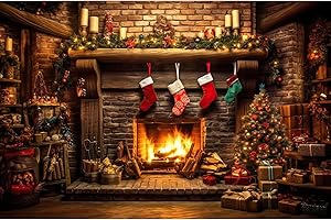 Ci-Fotto Fondo Fotografía de Navidad, 2x1,5m Fondos Fotográficos Fondo de Decoración de Fiesta en Casa, Fondos de Fotografía para Niños, Chimenea Santa Claus Medias de Navidad árbol de Fondos