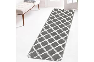 Famibay Runner Rug Non Slip Hallway Carpet Runner Washable Kitchen Rug Runner Grey Area Rug for Hallway Corridor Entryway Kitchen Floor Laundry Room