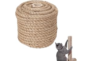 GIGIIS Corda di iuta naturale 20m × 10mm Corda di canapa Tiro alla fune Corda barriera DIY Decorazione Fai da te Multi Purpose Utility Sisal Spago Corda per giardino artigianato imballaggi decorazioni
