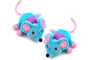 CHIWAVA 2 Pack 5.9 Inch Removable Catnip Plush Cat Toys Mice with Bell Large Mouse Activity Toy