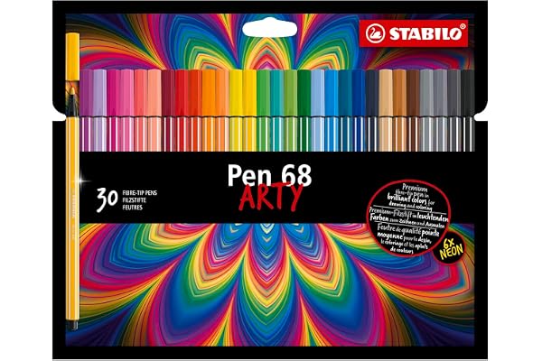 STABILO - Feutre de coloriage - Pen 68 ARTY - Etui carton x 30 feutres de coloriage adulte pointe moyenne - coloris assortis - gamme ARTY