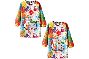 KASURE 2 Piezas Delantal Niño Juego De, Apto Para Niños De 3 A 8 Años Bata Pintura Niños, Pintura Escolar, Manualidades, Juego Delantal Para Pintar, Tamaño Ajustable Reutilizable Delantals Escolar