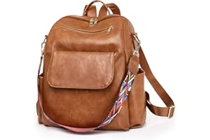 jianyana- Elegant Sac à Dos en Cuir Femme Antivol Imperméable Sac de Voyage Cuir Grand Décontracté Sac À Dos Main Sac à Bandoulière De Voyage Scolaire Sac à Dos De Travail Décontracté