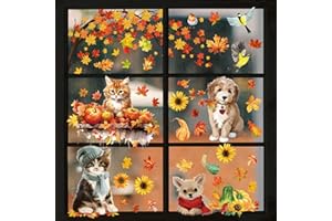 YIHELU Ringraziamento Adesivi Finestre Vetrofanie per Finestre Foglie Autunno Adesivi Finestre Tema Autunno Decorazioni Halloween Ringraziamento Feste Autunno Stagionale Decorazione