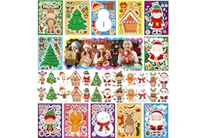 ZEIHOO Noel Jeu Autocollants, 12 Feuilles Autocollants de Noel, Autocollants de Noel, D'autocollants de Bricolage de Noel Pour Enfants, Autocollants de Jeux de Noel, Pour Enfants Bricolage Autocollants