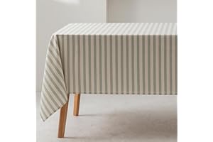 GAMUSI Rechteckige Tischdecke, gestreift, Meerwasser, wasserdicht, 100 % Baumwolle, waschbar, Innen- und Außenbereich, 140 x 240 cm