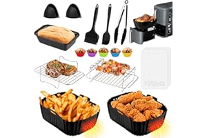‎FHZYTG 115 Stück Airfryer Zubehör für Ninja AF400EU, Double Stack XL SL400EU, Heißluftfritteuse Silikonform Zubehör für Ninja Foodi, AF300EU 7.6L-9.5L Heißluftfritteuse, Air Fryer Accessories