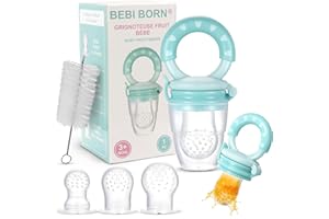 Bebi Born Ciuccio Frutta Neonati Evolutivo in Silicone Senza BPA - Tettarella Sicura per la Scoperta dei Cibi Ssolidi - 3 Misure 4-24 Mesi - Allevia il Dolore alle Gengive - Blu
