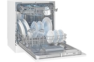 Exquisit® Lavavajillas Compacto 55cm, 8 Servicios, Blanco, Clase D, Apertura Automática de Puerta, Función Secado Extra, 7 Programas, Display LED con Luz Interior, Medidas (59,0 x 55,0 x 50,0 cm).