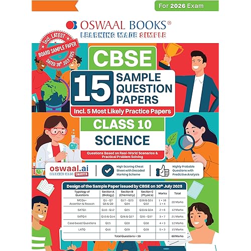 Oswaal CBSE 15 Sample Question Papers Class 10 Science for 2026 Board Exam (As per CBSE Sample Question Paper issued on 30 Ju