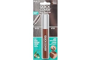 RED by KISS Quick Cover Root Touch Up Rescue (Medium Brown), Mascara Natural Water-Resistant Temporary Gray Concealer Cover Up Brush for Hair Mustache & Beard, Formulated with Jojoba Oil