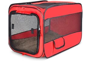 ALLSOPETS Haustier Spielstift für Katzen Tragbarer Faltbarer Katzen Spielstift Hundekäfig Katzen Nest Katzenstift mit Kostenloser Tragetasche Haustierzelt für Innen Außenbereich Rot