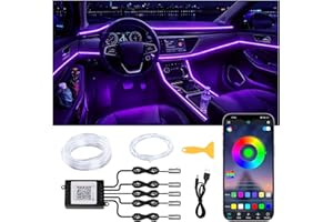 Ligrel Car LED Lights Interior Wireless 5 in 1 RGB Ambient Lighting Kit with 236" Fiber Optic, 16 Million Colors, APP Music Sync, Waterproof Strip Lights for Cars, Trucks, SUVs
