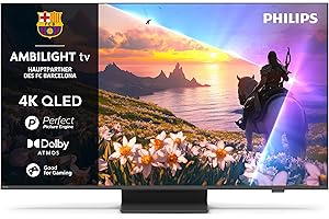 Philips Ambilight 55PUS8600 4K QLED Smart TV - 55 Zoll Display mit P5 Perfect Picture Engine Ultra HD, Titan OS, Dolby Vision und Dolby Atmos Sound