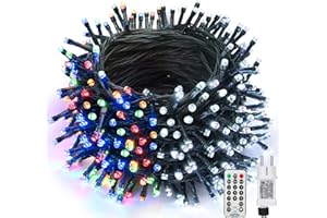 ‎JOOMER Joomer Lichterkette Außen, 20M 200LED Weiß und Bunt Weihnachtsbaum Lichterkette Strom mit Fernbedienung, 11 Modi Dimmbar Weihnachtsbeleuchtung Lichterkette Outdoor für Weihnachten Innen Party