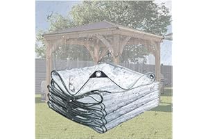 AMDHZ Pergola Sides Heavy Duty Waterproof 0.5mm PVC Outdoor Curtain Tarp for Terrace, Gazebo, Garden, Protect Garden Furniture (Color : Clear, Size : 1.9x2m/6.2x6.6ft)