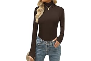 Terecey Intimo Termico Donna a Collo Alto Dolcevita Cotone a Manica Lunga Maglia Intima Leggero Maglia Termica da Donna Traspirante Invernale Basic Top con Asole per i Pollici S-XXL