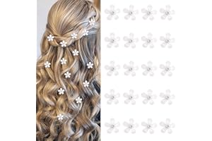 Irikdescia Lot de 20 mini pinces à cheveux en forme de fleur avec strass - Accessoires pour cheveux de communion et de mariage - Jolies épingles à cheveux pour filles et femmes (blanc)