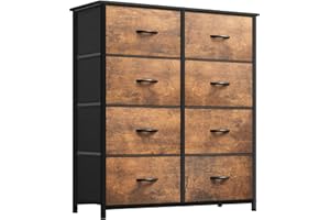 YITAHOME Komoda z 8 szufladami do sypialni, komoda z uchwytami, metalowa rama, do salonu, korytarza, pokoju dziecięcego, rustykalny brąz