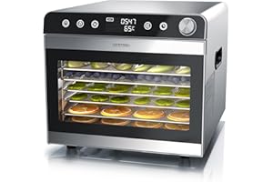 ‎ARENDO Arendo - Dörrautomat Edelstahl mit 8 Edelstahlgitter - 700 W - 30°-85°C - 8 Edelstahl Einlegetabletts mit insgesamt 6700 cm² - Dörrgerät Dehydrator Obsttrockner Dörrapparat - Obst Fleisch Pilze uvm