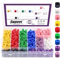 Rustark 420-Piece Color-Coded Hanger Size Markers Kit – 9 Sizes XXS To 4XL With Storage Box, Plastic Clips For Wire Hangers