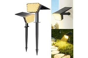 FIFlying Solarlampen für Außen Garten, 2 Stück 2800K Warmweiß Solarstrahler, Solarleuchte mit IP67 Wasserdicht, 3 Beleuchtungsmodi, für Außen, Garten, Rasen, Anlage, Statue, Hof, Wege