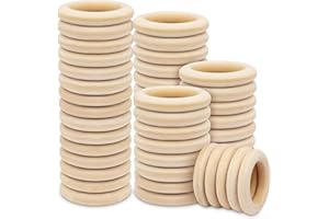 Belle Vous Lot de 50 Anneaux en Bois Naturel - Diamètre Extérieur 70 mm et Intérieur 50 mm - Anneau Bois Naturel Non Traité pour l’Artisanat, le Bricolage, la Décoration, la Création de Bijoux