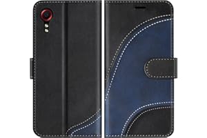 BoxTii Hülle für Galaxy Xcover 5, PU Leder Handyhülle für Samsung Galaxy Xcover 5, Ledertasche Klapphülle Schutzhülle mit Kartenfächer und Magnetverschluss, Schwarz