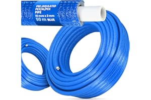 INSTALGURU Vorisoliertes PEX/AL/PEX-Rohr Polyethylen-Ummantelung Stark Langlebig 16 x 2 mm Blau 50 m Wasserversorgungs-Heizsysteme
