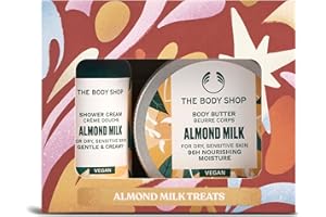 The Body Shop Almond Milk Treats Christmas Gift Set (Shower Cream 60ml + Body Butter 50ml), Gentle Festive Duo with Almond Milk & Oil, Soothing Care for Dry & Sensitive Skin, Vegan