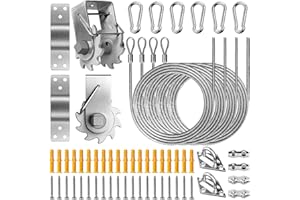 Duerer Sun Sail Shade Fixing Kit Winch Set for Rectangle Triangle Garden Shade Sails Canopy Installation 60pcs Stainless Steel Accessories for Outdoor Patio(2 * Ratchet Winch + 4 * 6.6ft Cables)