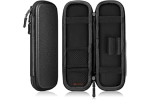 FINTIE Piórnik dla dorosłych, twarda obudowa EVA, odporny na uderzenia i wodoszczelny, 8 długopisów + akcesoria, organizer z przegródkami, do biura, szkoły, na uczelnię i w podróż, czarny, 20 x 6 x 3