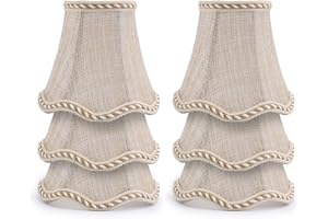 Fuloon Lampenschirme 2er/6er set E14 E27 Lampenschirm für Kronleuchter Tischlampe Pendellampe Wandleuchte Hängelampe Lampenschirm Geeignet für Wohnzimmer Schlafzimmer (6er Set, Ingwer Gelb)