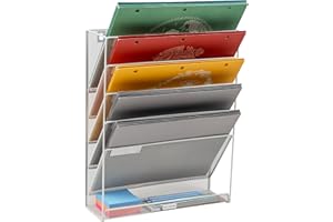 Mind Reader Organizador de escritorio, montaje en pared, oficina, malla metálica, 12.75 pulgadas de largo x 4 pulgadas de ancho x 16 pulgadas de alto, color blanco