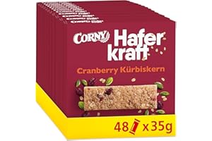 ‎CORNY Haferriegel | Corny | Haferkraft Cranberry-Kürbiskern | Vollkorn & Vegan | 48x35g