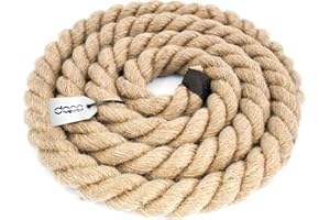 DQ-PP Corde en Jute | 5m | 36mm d'épaisseur | Naturel Fil de Jute | Ficelle de Jute | Corde pour escalier | Naturelle Deco Cordelette Balancoire Jardin