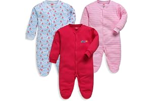 LuvLap Baby Boys & Girls 100% Cotton Full Sleeve Romper/Bodysuit Pack of 3