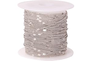 Airssory 16.4 Ft(5 Meters) 1.5x1mm Soldered Platinum Plated Color Iron Curb Twisted Cable Chain with Spool for Bracelet Necklace Anklet Jewellery Belt DIY Making