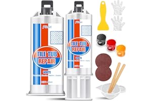 FUCHOI Kit Riparazione Piastrelle Bianche & Vasca da Bagno 100mL – Ripara Graffi, Ammaccature, Fori, Spaccature e Scheggiature su Marmo, Quarzo, Vasca, Lavandini Ceramica, Pavimento Piastrellato e Bagno