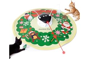 Gardner Pet Jouet Interactif pour Chat 5-en-1 Rechargeable, Jeu Automatique de Cache-Cache avec Plumes Mobiles, Billes Roulantes et Sons d'oiseaux, Jouet d'Intérieur pour Toutes Races -Noël