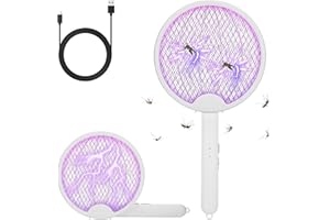 Kssvzz Raqueta Mosquitos Electrica, Matamoscas eléctrico Plegable, USB-C Recargable, Práctico para Uso en Interiores y Exteriores