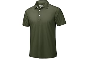 TACVASEN Men's Breathable Polo Shirts Quick Dry Casual Work Golf Shirt with Button